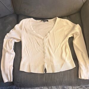 Like new loft fitted Soft Cream Ribbed V-Neck Button Cardigan